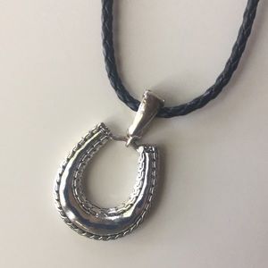 Lia Sophia leather and silver necklace